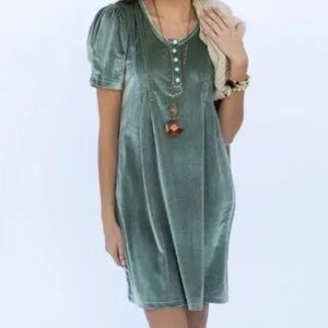 Evy’s Tree “Anna” sage green velvet dress S